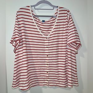 Striped V -Neck Tee